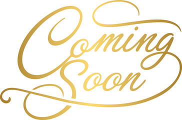 Golden coming soon lettering text