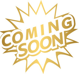 Golden coming soon lettering text