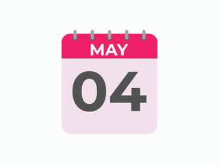 May 4 calendar reminder. 4 May daily calendar icon template. Calendar 4 May icon Design template. Vector illustration
