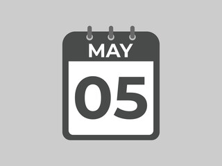 May 5 calendar reminder. 5 May daily calendar icon template. Calendar 5 May icon Design template. Vector illustration
