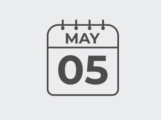 May 5 calendar reminder. 5 May daily calendar icon template. Calendar 5 May icon Design template. Vector illustration
