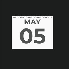 May 5 calendar reminder. 5 May daily calendar icon template. Calendar 5 May icon Design template. Vector illustration
