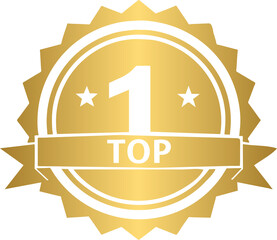 Golden top one award, gold top 1 badge sign