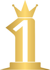 Golden top one award, gold top 1 badge sign