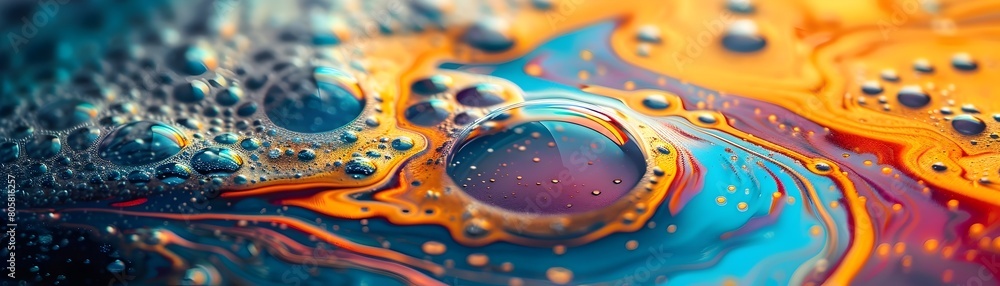 Poster mesmerizing macro capture of iridescent soap bubbles showcasing fluid shapes and vibrant prismatic c