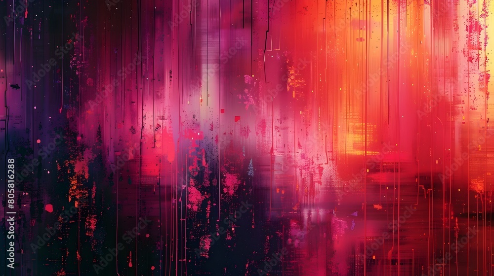 Poster vibrant digital distortions and pixelated chaos abstract patterns and glitch art backdrop with copy 