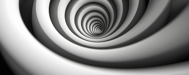 Captivating Optical Illusion of Infinite Spiraling Geometric Patterns in Black and White