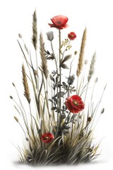 Fototapeta premium Colorful abstract meadow floral silhouette artwork in vibrant colors against a background. Great is flower design inspiration