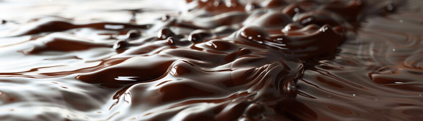 A pool of melted chocolate slowly spreading outwards - obrazy, fototapety, plakaty