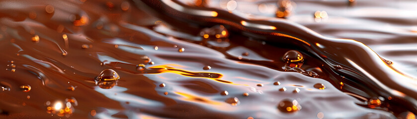 A pool of melted chocolate slowly spreading outwards