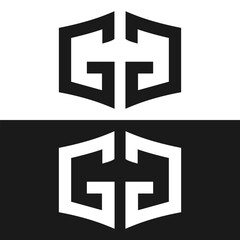 Obraz premium GG set ,GG logo. G G design. White GG letter. GG, G G letter logo design. Initial letter GG letter logo set, linked circle uppercase monogram logo. G G letter logo vector design. 