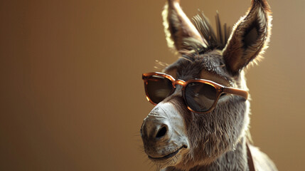 An artistic interpretation of a donkey wearing stylish sunglasses