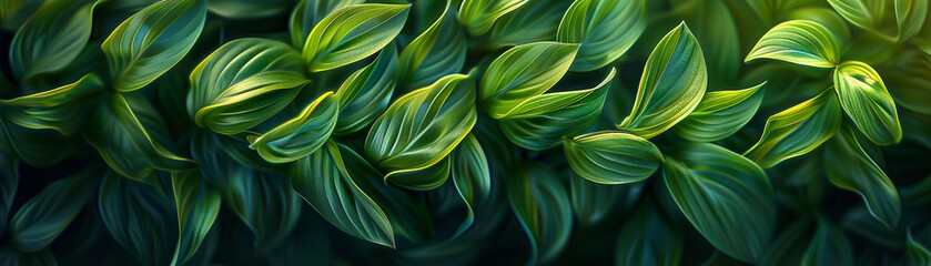 Obraz premium Swirling patterns of green leaves stretching towards the sky