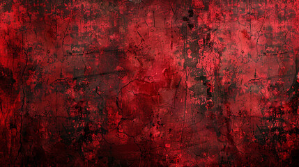 An aged red Christmas backdrop with vintage grunge texture, worn and weathered, evoking a dark, horror theme on distressed black and red paper.