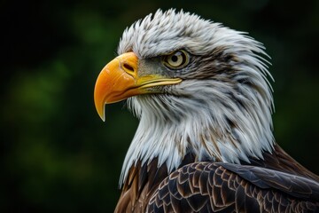 Naklejka premium A large eagle with a yellow beak and a brown body
