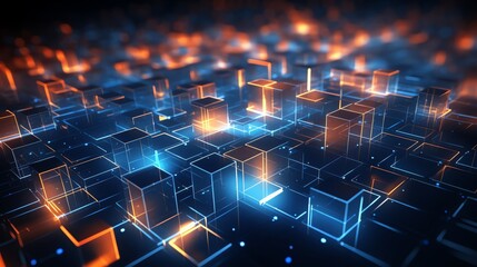 Abstract 3D cyberspace grid, digital storage concept, modern tech background