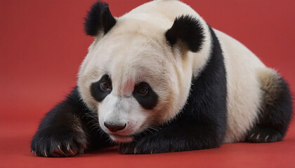Naklejka premium Adorable Panda Cub: A Portrait of Innocence