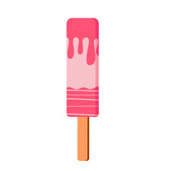 strawberry ice cream sticks with melted toppings on top and bottom. ice cream illustration element