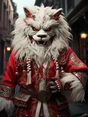 portrait of a cat in a mask