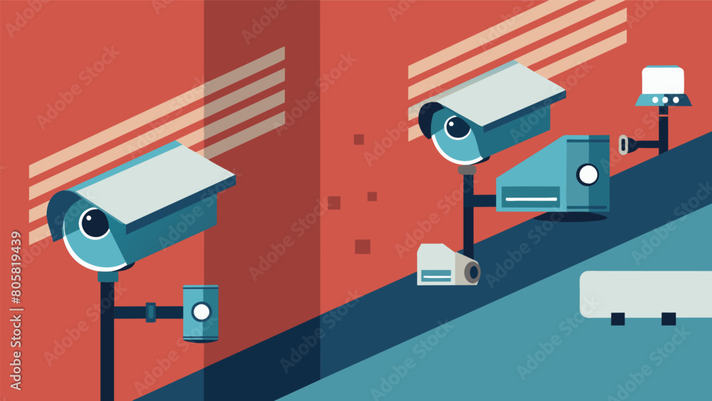 Aufkleber security cameras line the walls reminding workers to constantly be on guard. some even believe they 
