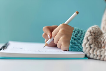 hand writing on a notebook, Generative AI