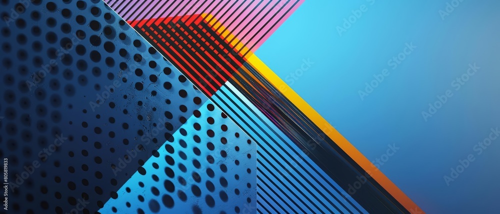 Poster diagonal lines and halftone effects create a dynamic geometric shape, ideal for a simple line object