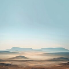 Desert landscape at dawn captures the quiet solitude of expansive sandy terrains, Sharpen banner template with copy space on center