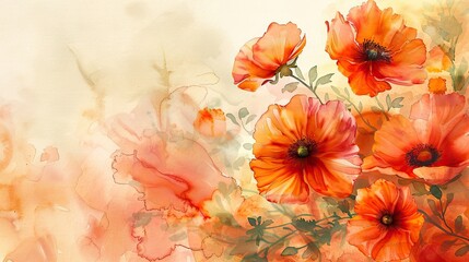 Watercolor drawing of blooming summer wildflowers.