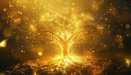 Experience the magical symbolism with a beautiful illustration of the tree of life, exuding enchantment and growth, Sharpen banner template with copy space on center