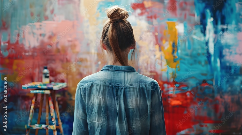 Poster bold abstract strokes alive on the canvas in the s vibrant creative studio with energetic splashes o