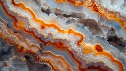 Stunning Natural Abstract Patterns in Sliced Stone with Vibrant Mineral Textures and Swirling...