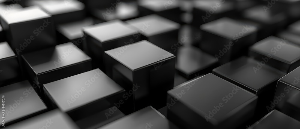 Poster in this background, black cubes of different sizes create a pattern of white luxury and modern shape