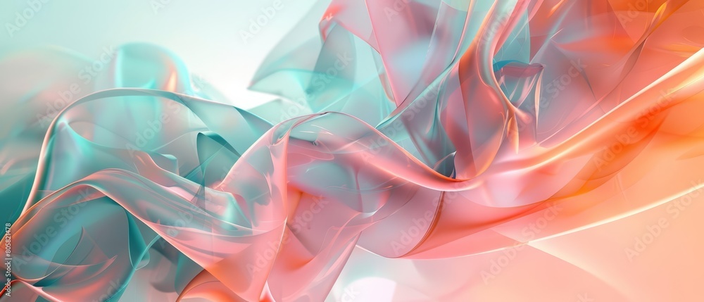 Poster light elegant dynamic abstract visuals capture the essence of pastel tone geometric shapes, ideal fo