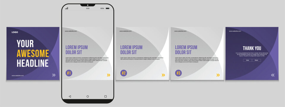 Set of LinkedIn carousel post, social media Instagram carousel post, modern and editable business carousel template design