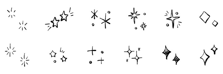 手書きのキラキラエフェクト、輝き、光の表現