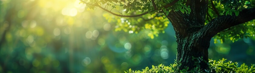 Obraz premium Tree with vibrant green foliage