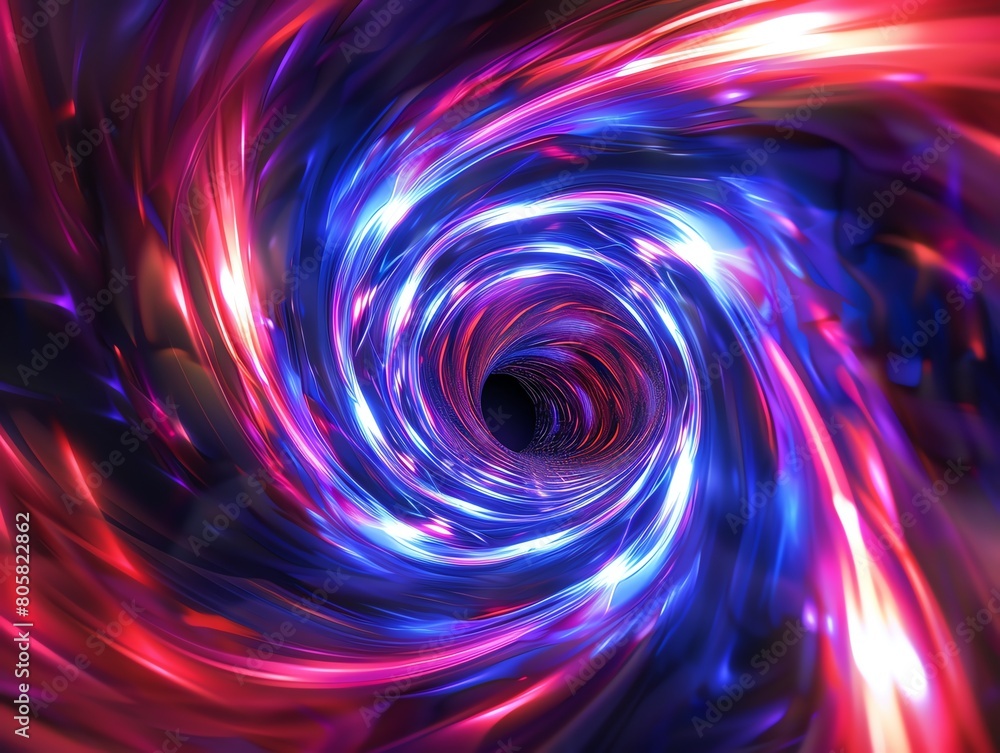 Poster a striking digital image of a blue and red spiral vortex, creating a dynamic and hypnotic visual eff