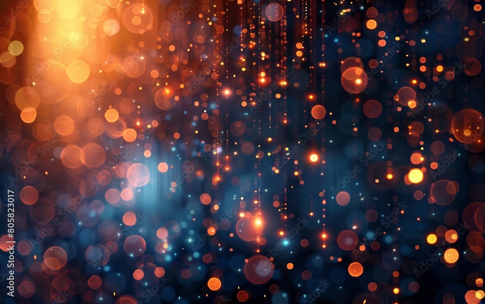 Poster key software features are illuminated by soft focus lights in a technology-themed concept.