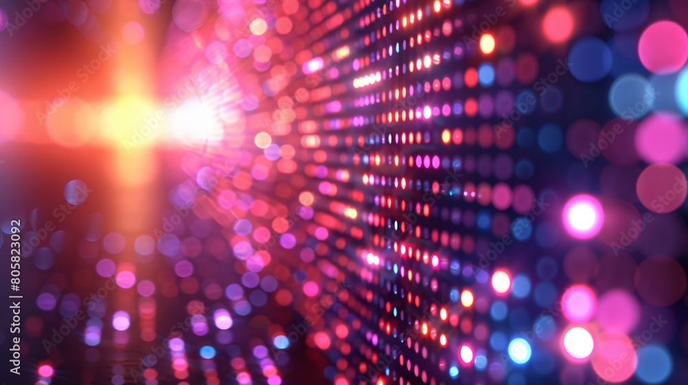 Poster a grid pattern with vibrant lights set against a tech-themed backdrop.