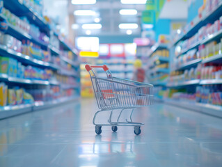 Einkaufswagen in einem Kaufhaus. Virituelles Shopping.