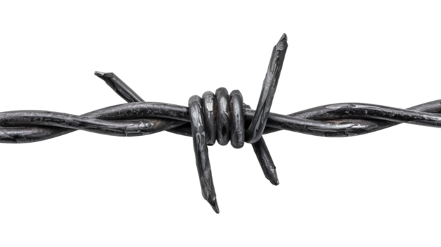 A barbed wire isolated on white or transparent background