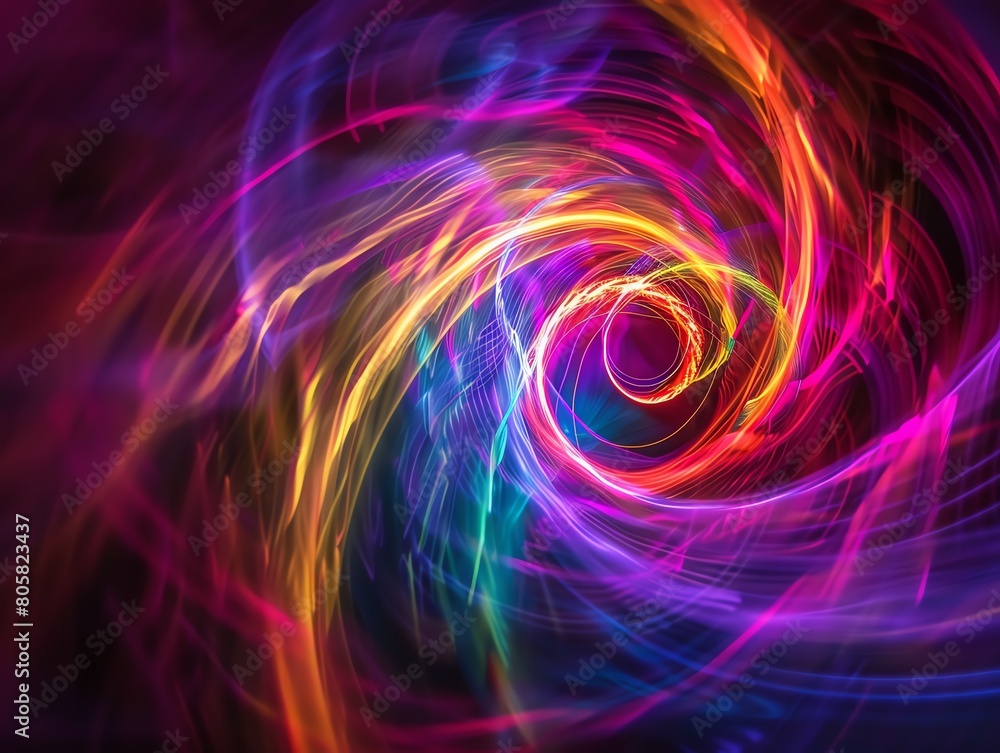 Poster a dazzling display of psychedelic swirls, blending a multitude of vibrant colors in a dynamic and hy