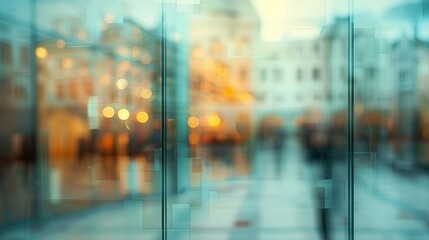 Blurred abstract glass wall from building in city town hyper realistic 