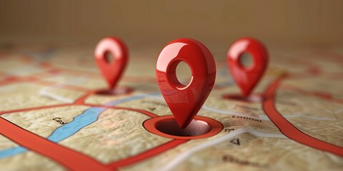 3D Lifelike Map Pin GPS Indicator for Target Location.