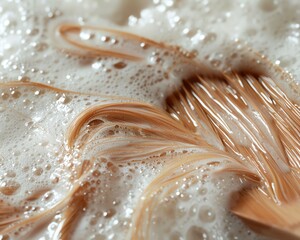 Detailed macro view of a hand shampooing thick hair, highlighting the texture and movement of shampoo in hair.