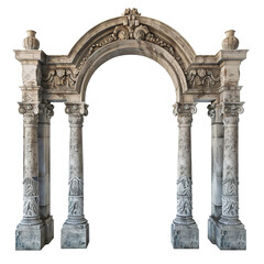 Obraz premium Antique concrete archway a grand entryway isolated on white or transparent background