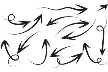 Hand drawn arrows symbol icons vector in transparent background