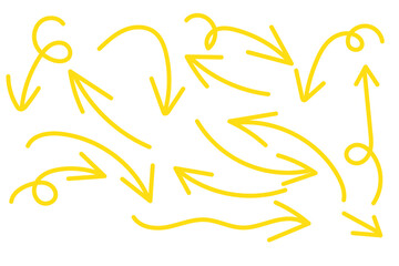 Hand drawn arrows symbol icons vector in transparent background