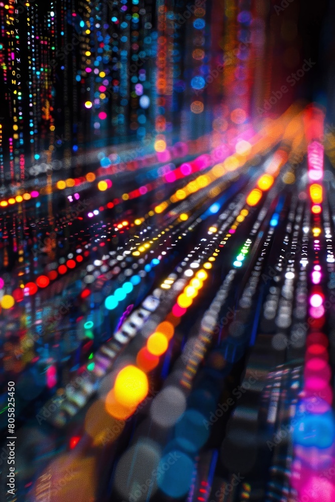 Poster Picture a stunning, zoomed-in perspective of a coder's monitor, as streams of code form a captivating design with the main area perfectly clear and crisp