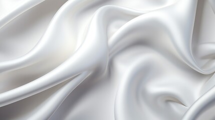 Fototapeta premium Close-up image of a smooth, white silk fabric highlighting the soft texture and gentle folds, ideal for luxury background or elegant material concepts.
